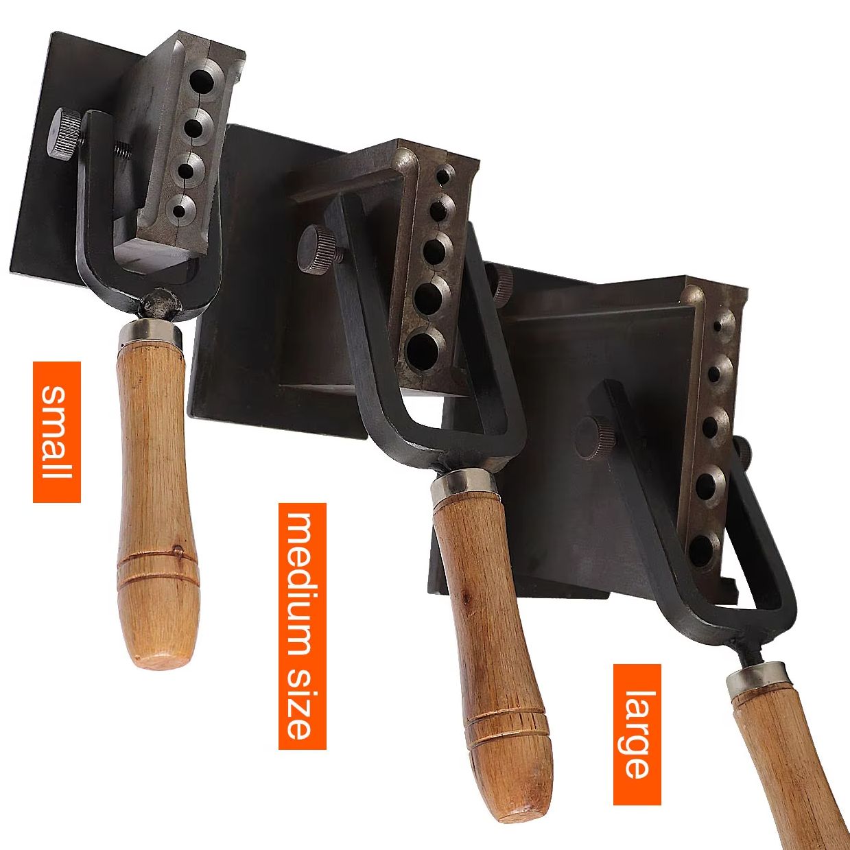 Heavy Equipment De - แม่พิมพ์ทองคำ/เงินแบบหนัก ทนทาน พร้อมด้ามจับไม้ ร่องสำหรับใส่น้ำมัน ใช้หล่อโลหะ แผ่นโลหะ